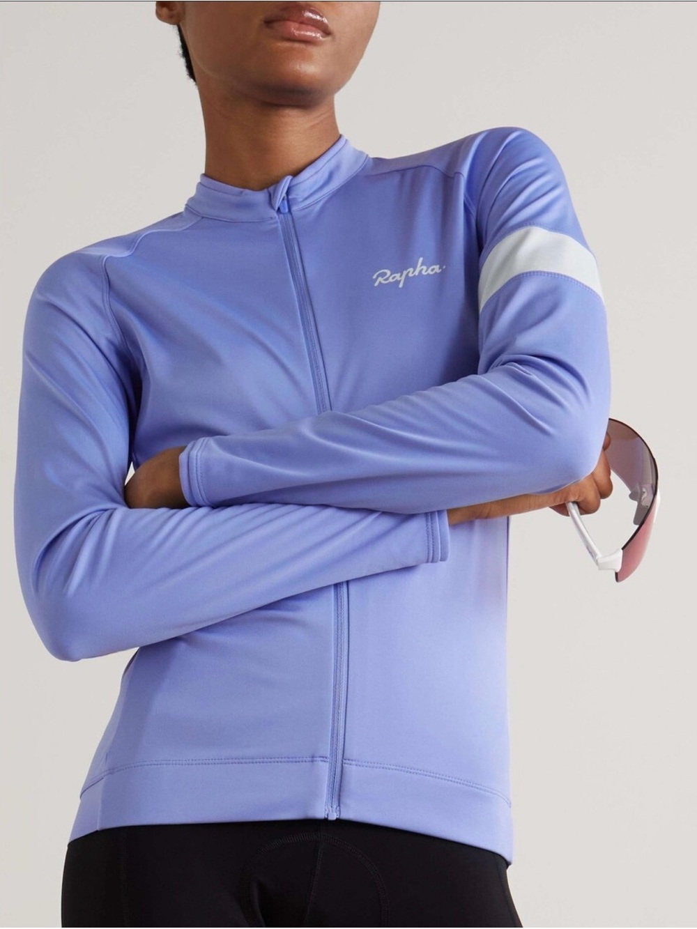 Rapha Lilac Blue Long Sleeve Cycling Jersey with White Sleeve Band